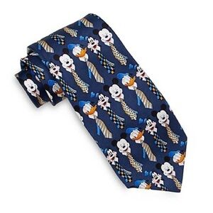 Disney Characters Silk Tie Mickey Donald Goofy Tie Navy
